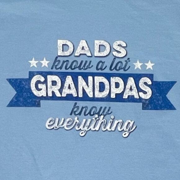 Funny Grandpa Tee Y2K Vintage Dad Shirt Men’s M Light Blue Graphic Retro - Picture 2 of 7